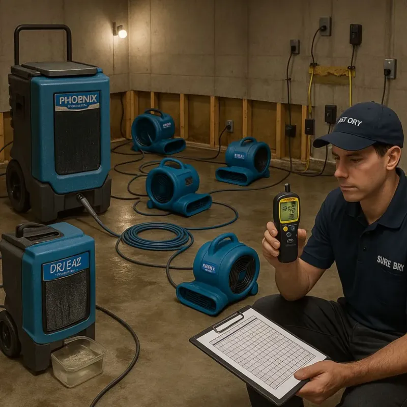 Structural Drying and Dehumidification process in Guilford, CT